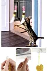 Elastik Kendinden Yapışkanlı Renkli Kedi Oyun Oltası Kedi Oyuncağı Yapışkanlı Olta Eğitim Oyuncağı