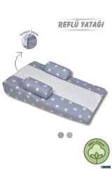 Bebek Reflü Yatağı, Yastığı Yıkanabilir Kılıf Gri