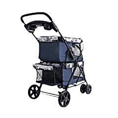 Zampa Twins Kedi ve Köpek Taşıma Arabası Lacivert