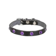 CATTİE TAŞLI DERİ KEDİ TASMASI SİYAH 1,5X26-31CM