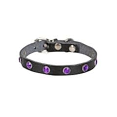 CATTİE TAŞLI DERİ KEDİ TASMASI SİYAH 1,2X23-28CM