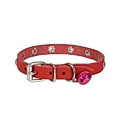 CATTİE TAŞLI DERİ KEDİ TASMASI KIRMIZI 1,5X26-31CM