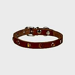 CATTİE TAŞLI DERİ KEDİ TASMASI KAMEL 1X20-23CM