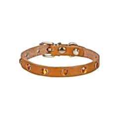 CATTİE TAŞLI DERİ KEDİ TASMASI KAMEL 1,5X27-33CM