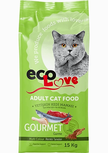 Ecolove Gurme Renkli Taneli 15 kg Yetişkin Kedi Maması