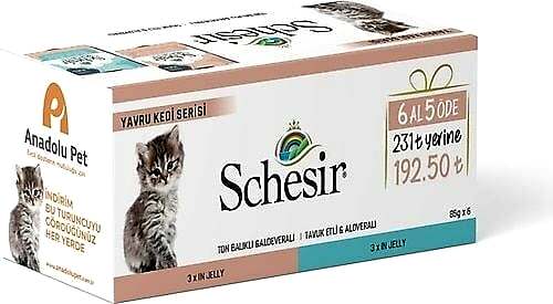 Schesir Yavru Kedi Serisi 6 Al 5 Öde 6x85 gr Konserve Yaş Mama